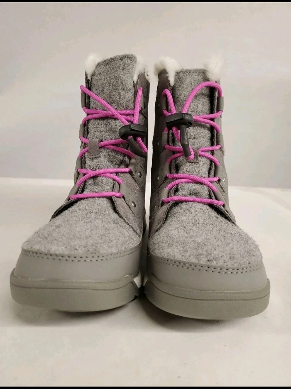 Sorel Youth Whitney II Joan Lace WP Waterproof Boots Grey Pink Size 5